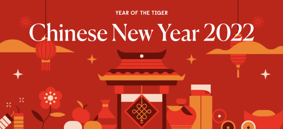 Chinese New Year Wordmark with red China themed background