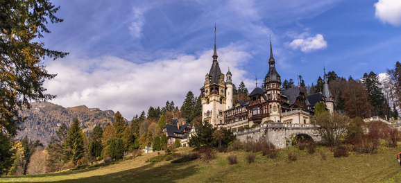 A Romanian castle on top of a small hill