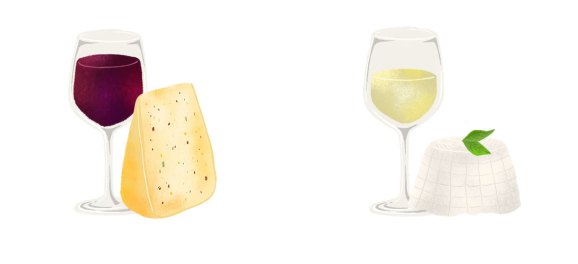 Wine glasses and cheese