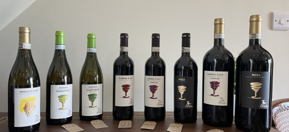 Il Botolo bottles assembled in a circle with their price tags visible