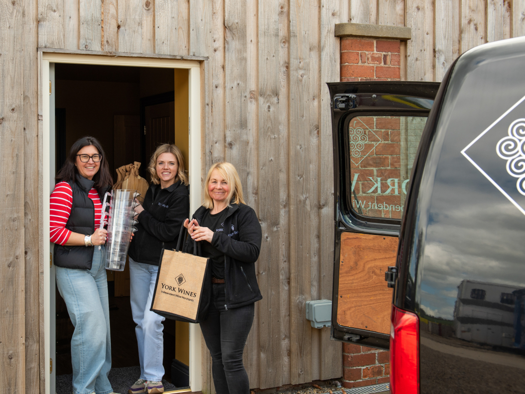 York Wines team and their van getting ready for a wine tasting event