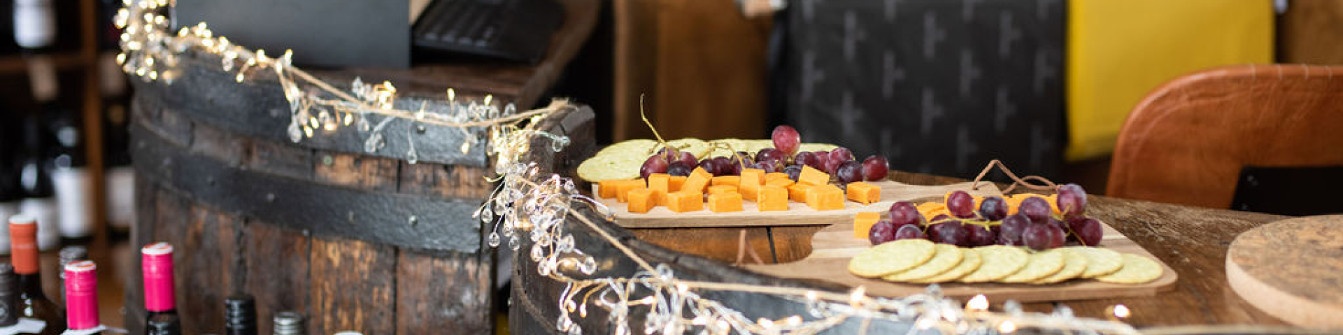 Grapes-cheese-crackers prepared in the shop