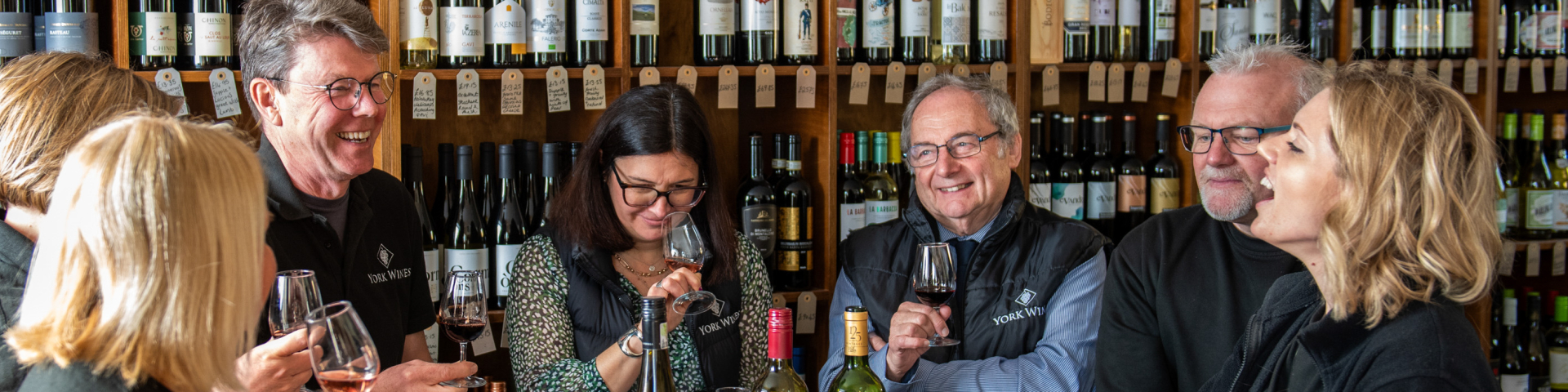 York Wines Team tasting wine and laughing together